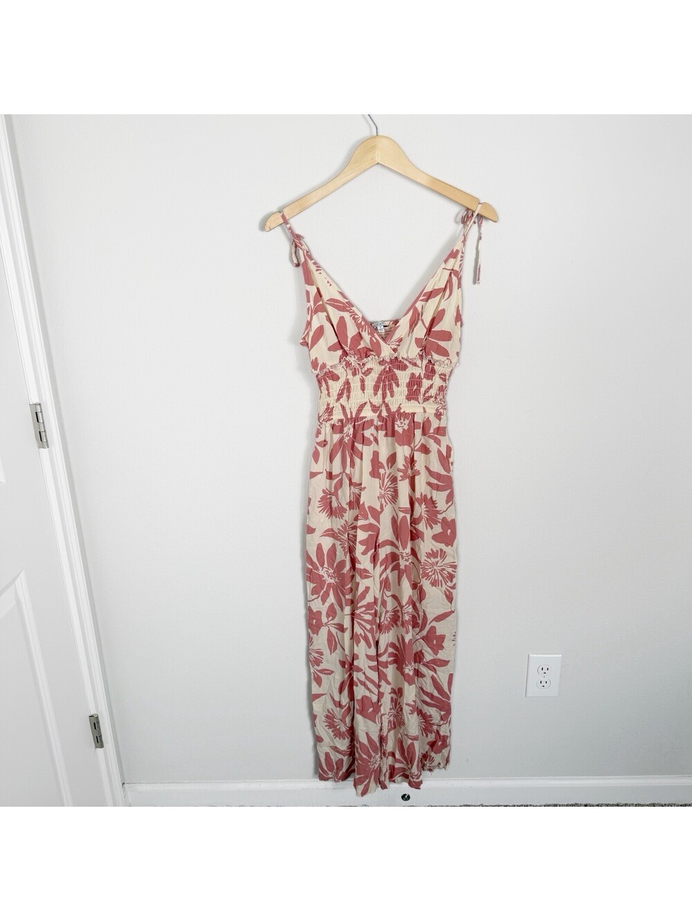Patrons of Peace Arcadia Jumpsuit Wide Leg Pockets Dusty Mauve Floral Small